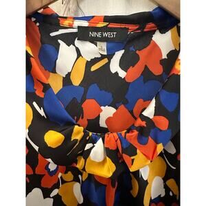 Nine West Womens Sleeveless Top Size Small Colorful Print Collar Neckline NWOT